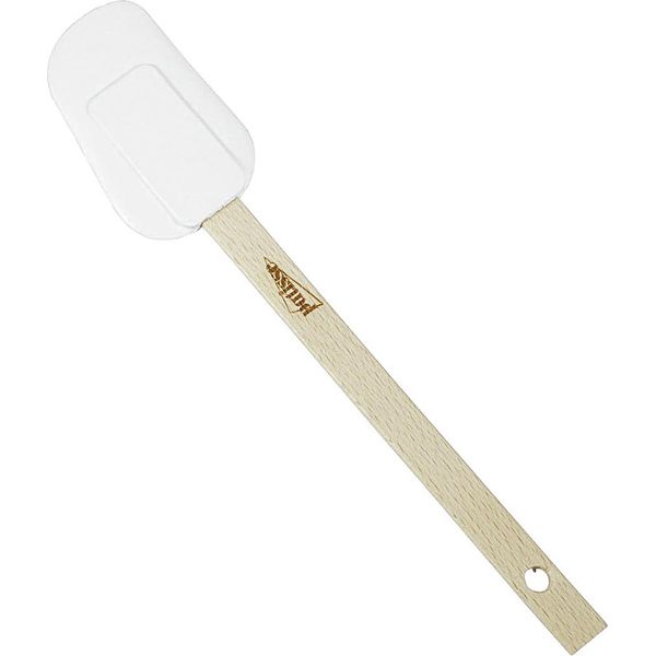 My Basics 15411 Mb Raschietto Per Pasta In Gomma Con Manico In Legno, 27 Cm, Bianco/Naturale-image