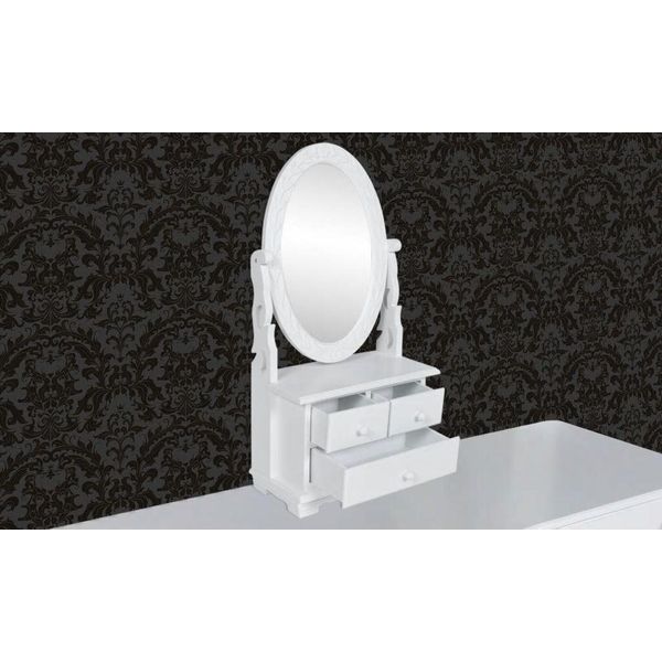 Tavolino Da Toilette Con Specchio Ovale Girevole Mdf-image