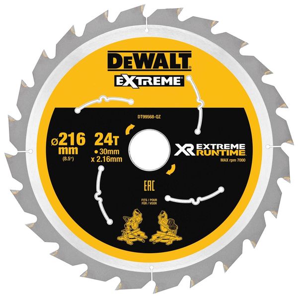 Dewalt DT99568-QZ - Lame Per Sega Circolare Stazionaria Xr Extreme Runtime 216Mm X 30Mm 24D-image