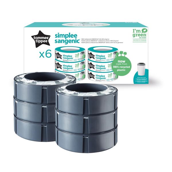 Tommee Tippee Cassetta Di Ricarica Per Il Secchio Per Pannolini Simplee Sangenic Set Da 6-image