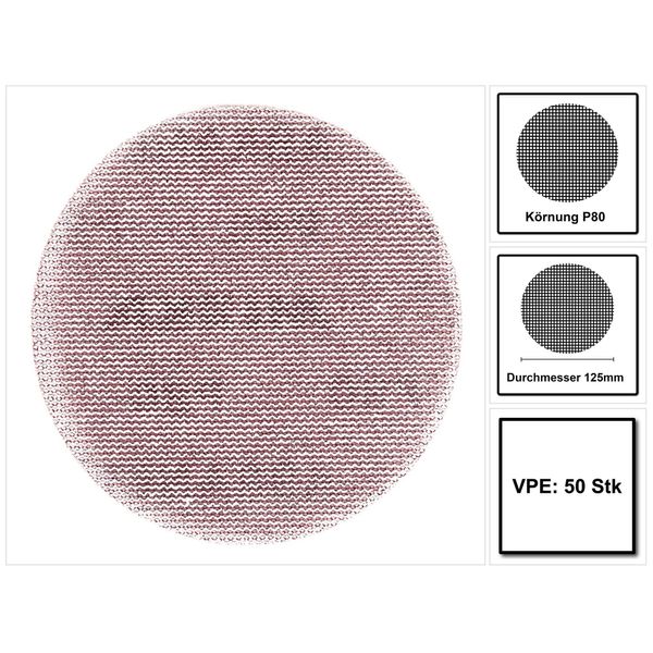 Mirka Abranet Dischi Abrasivi Grip 125Mm P80 50 Pz. ( 5423205080 )-image