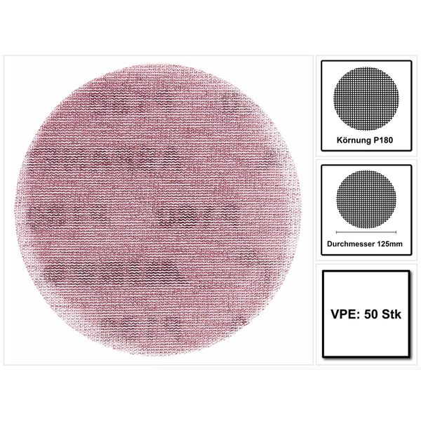 Mirka Abranet Dischi Abrasivi Grip 125Mm P180 50 Pz. ( 5423205018 )-image