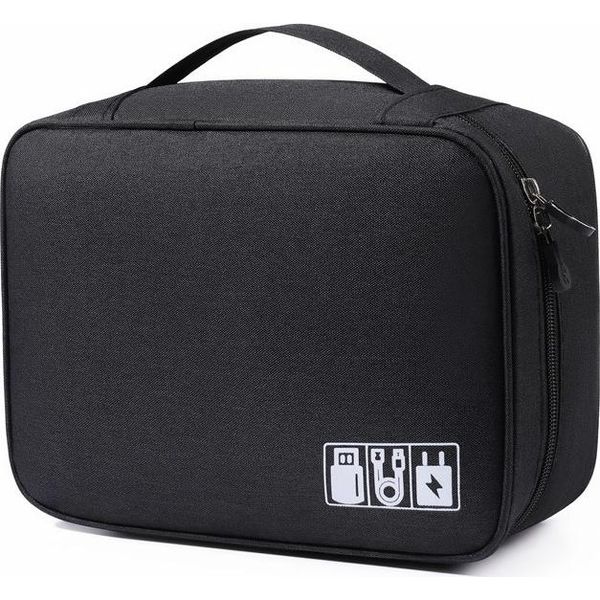 Inf Borsa Digitale Da Viaggio Portatile A 3 Strati Con Organizer Nero-image