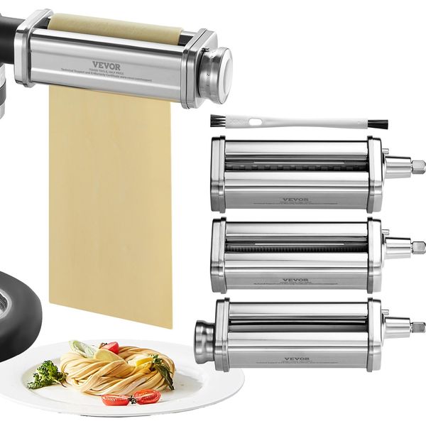 Vevor 3 Pezzi Macchina Per Pasta Manuale In Acciaio Inox, Macchina Per Pasta Fresca Manuale In Acciaio Inox Macchina Per Pasta Piatta Italiana Macchina Per Pasta Incl. Spazzola Di Pulizia Per Spaghetti, Lasagne Ecc.-image