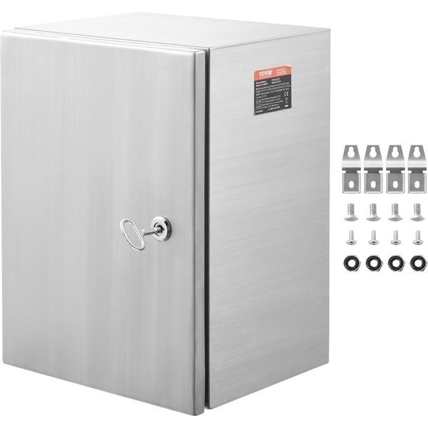 Scatola Elettrica Vevor In Acciaio, 60 X 50 X 20 Cm, Quadro Elettrico In Acciaio Inox 304, Contenitore A Parete Per Dispositivi Elettrici Ed Elettronici Per Uso Esterno IP66 Impermeabile-image