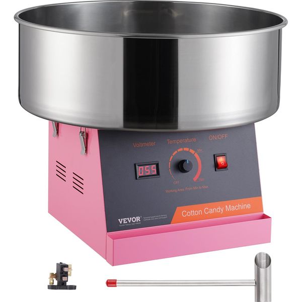 Vevor Macchina Per Zucchero Filato Elettrica, Macchina Per Zucchero Filato Da 1 Kw, Macchina Per Zucchero Filato Commerciale Con Ciotola In Acciaio Inox E Cucchiaio Di Zucchero, Perfetta Per Feste Di Compleanno Per Bambini A Casa, Feste Di Famiglia (Rosa)-image