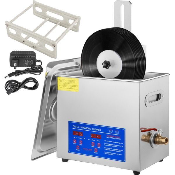 Vevor Pulitore A Ultrasuoni, 6 L, Pulitore A Ultrasuoni Per Vinili, 17,78-30,48 Cm, Macchina Per La Pulizia Dei Vinili A Ultrasuoni, 180 W, Pulitore Di Dischi A Ultrasuoni Con Stenditore-image