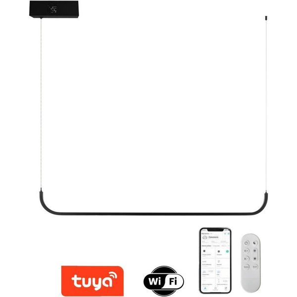 Immax Neo Lite Pattini Smart Apparecchio A Sospensione Nero 120Cm 26W Con Supporto Beacon, Wi-Fi, Tuya-image