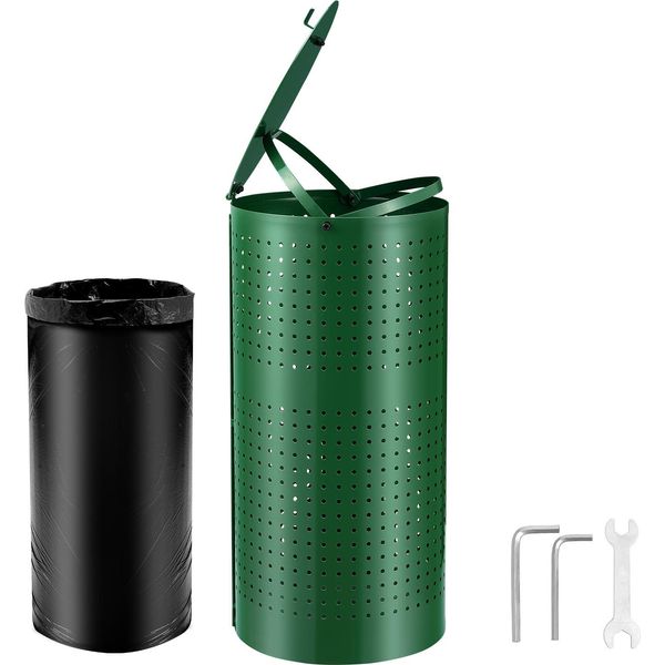 Succebuy Cestino Per Cani Con 50 Sacchetti Per Rifiuti, Cestino Per Rifiuti All'aperto Da 11,5 Galloni, Coperchio E Clip Per Sacchetti Per Rifiuti Di Animali Domestici, Cestino Per Lo Smaltimento Dei Rifiuti Per Giardino, Cortile, Parco-image