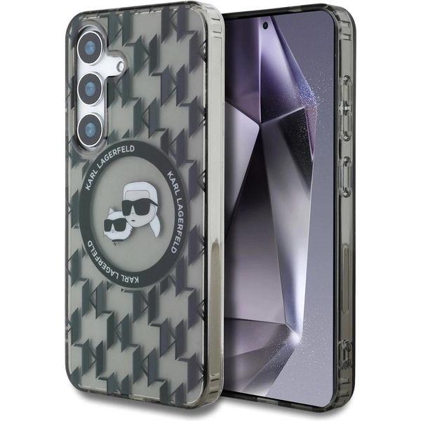 Custodia Karl Lagerfeld Button Karl&Choupette Heads On Kl Pattern Magsafe Do Samsung Galaxy S25 Czarny-image