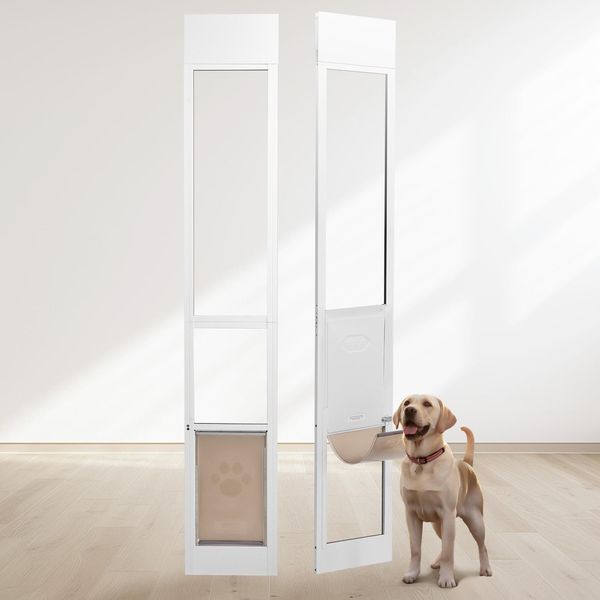 Vevor Porta Scorrevole In Vetro Per Cani, 1927-2049 Mm, Porta Per Cani Regolabile In Altezza, Porta Scorrevole, Vetro Temperato, Porta Scorrevole Per Cani Di Medie Dimensioni-image