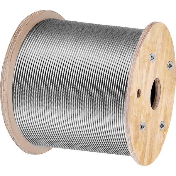 Succebuy Cavo A Fune In Acciaio Inox T316, Diametro Esterno 3,2 Mm, Lunghezza 1000 Piedi, Tensione 11,14 Kn, Acciaio Inox Flessibile, Parapetto A Fune (300 M)-image