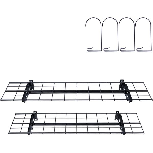 Succebuy Scaffali Per Garage 4 X 1 Ft. Scaffalatura Da Garage A Parete Per Impieghi Gravosi, Confezione Da 2 Pezzi. Capacità Di Carico Totale 400 Libbre. Ideale Per Garage, Capannone, Officina.-image
