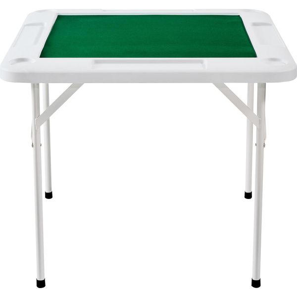 Succebuy Tavolo Da Mahjong, Tavolo Da Domino Pieghevole Per 4 Giocatori Con Tabellone Verde Resistente All'usura, Tavolo Da Gioco Quadrato Portatile Con 4 Portabicchieri E 4 Vassoi Per Le Fiches-image