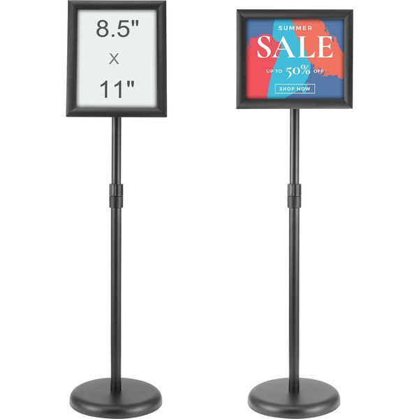 Supporto Per Insegne Succebuy, 21,6 X 27,9 Cm, Supporto Verticale E Orizzontale Regolabile, Robusto Espositore Da Pavimento Con Base Rotonda Per Pubblicità, Uso Esterno, Nero-image