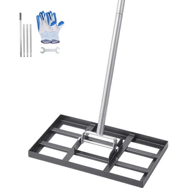 Rastrello Per Prato Vevor, Piastra Di Base 431 X 254 Mm, Rastrello Livellatore In Acciaio Inossidabile Al Carbonio, 5 Altezze Regolabili, Strumento Di Livellamento Per Prati E Campi Da Golf-image