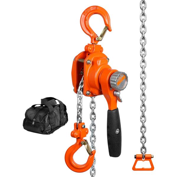 Paranco A Catena Succebuy Con Leva Manuale, Portata Di 1/4 Di Tonnellata E 550 Libbre, Guida Di 10 Piedi, Acciaio Al Carbonio Zincato G80, Freno A Doppio Nottolino Weston, Guida Catena Automatica E Gancio Rotante A 360°, Per Garage, Fabbrica, Banchina-image