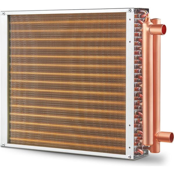 Succebuy Scambiatore Di Calore Acqua-Aria, 16 "X 16"", 3 File, Connessioni In Rame Da 3/8"", 193 Alette In Alluminio. Ideale Per Stufe A Legna Da Esterno, Riscaldamento E Raffreddamento Residenziale E Riscaldamento Ad Aria Forzata"-image
