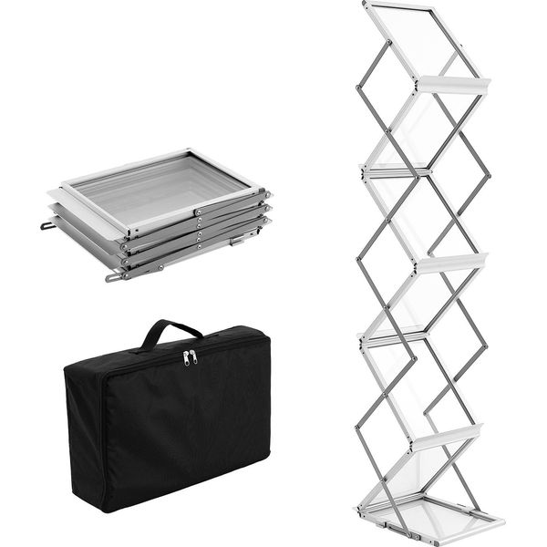 Succebuy Portariviste Pieghevole Da, Portadepliant Pop-Up Con 6 Scomparti, Portacataloghi Bifacciale, Borsa Portatile Per Fiere In Ufficio-image