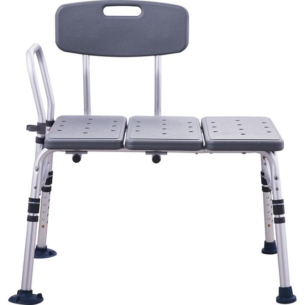 Succebuy Panca Di Trasferimento Per Vasca Da Bagno, Sedile Regolabile Per Doccia Per Anziani E Disabili, Sedile Da Bagno Antiscivolo Con Bracciolo E Schienale Reversibile, Capacità Di Carico Di 400 Libbre, Leggera-image