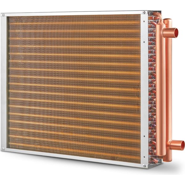 Succebuy Scambiatore Di Calore Acqua-Aria, 18 "X 20"", 3 File, Connessioni In Rame Da 3/8"", 242 Alette In Alluminio. Ideale Per Stufe A Legna Da Esterno, Riscaldamento E Raffreddamento Residenziale E Riscaldamento Ad Aria Forzata"-image