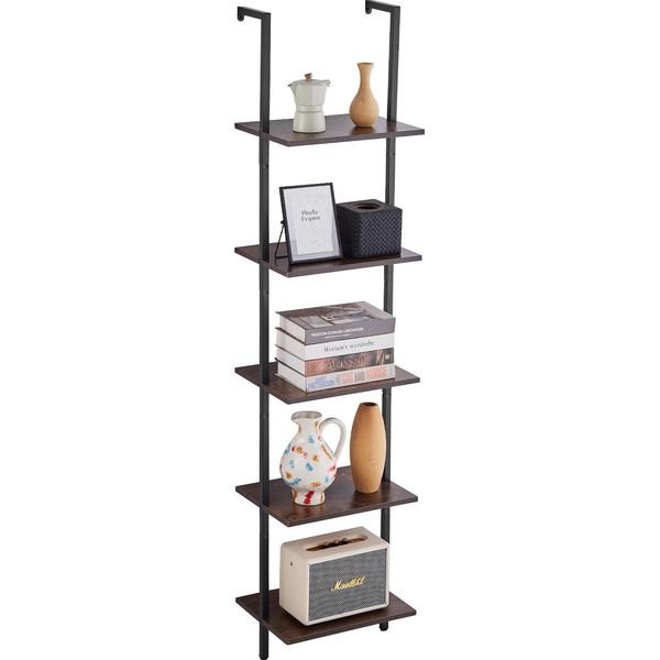 Vevor Scaffale Industriale In Tubo Quadrato, 5 Livelli, 15,6 X 11,8 Pollici, Scaffale Galleggiante In Legno Rustico Per Il Montaggio A Parete, Supporto Per Oggetti Da Esposizione, Libreria, Scaffale Di Archiviazione, Supporto Per Minuteria-image
