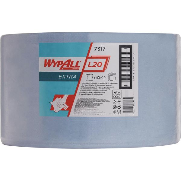 KIMBERLY-CLARK Panno Per Panni Wypall L20 Extra+ L380Xw235Ca.Mm Blu A 2 Strati - 7317-image