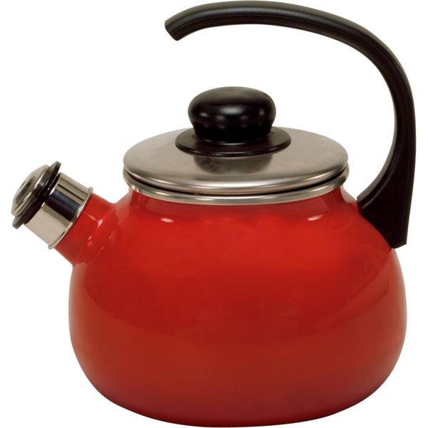 Bollitore A Flute "Roma"" Ø 18 Cm Rosso Smaltato, Fiammato"-image