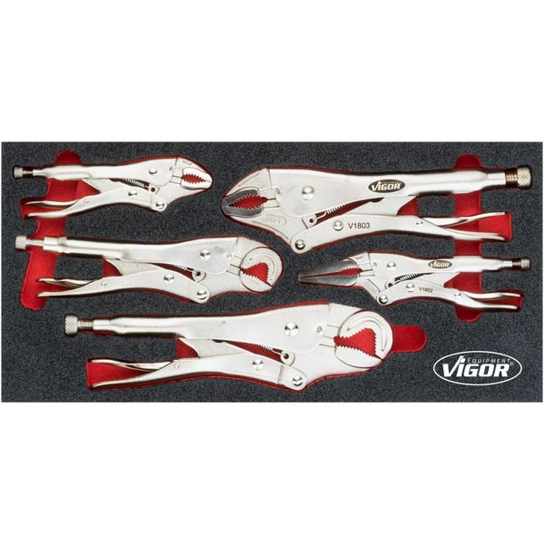 Vigor V5004 Set Di Pinze ∙393 Mm X 188 Mm X 35 Mm ∙ Numero Di Utensili: 5-image