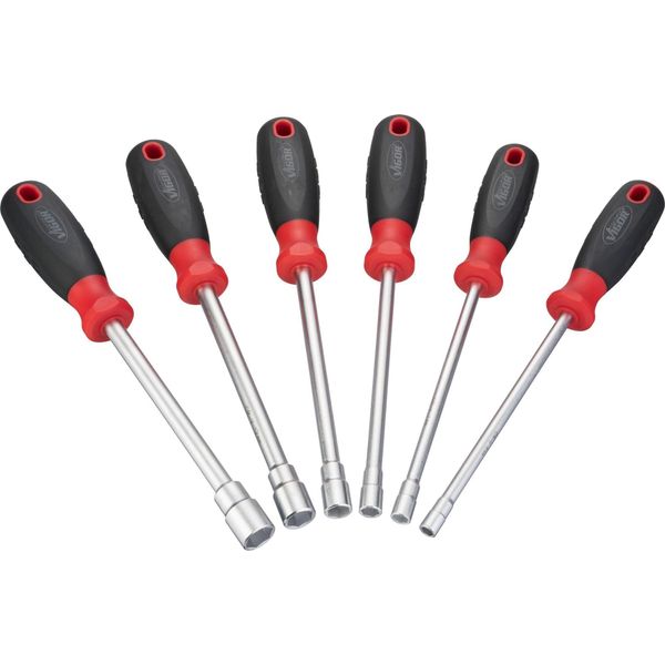 Vigor V4199 Set Di Cacciaviti A Bussola Esagonale ∙Profilo Esagonale Esterno ∙ 6 - 7 - 8 - 10 - 12 - 13 ∙ Numero Di Strumenti: 6-image