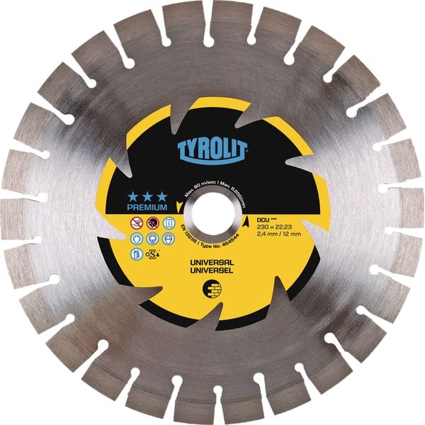 Disco Diamantato Dcu Premium D.230Mm Foro.22,23Mm Costruzione Univ.12Mm Tyrolit-image