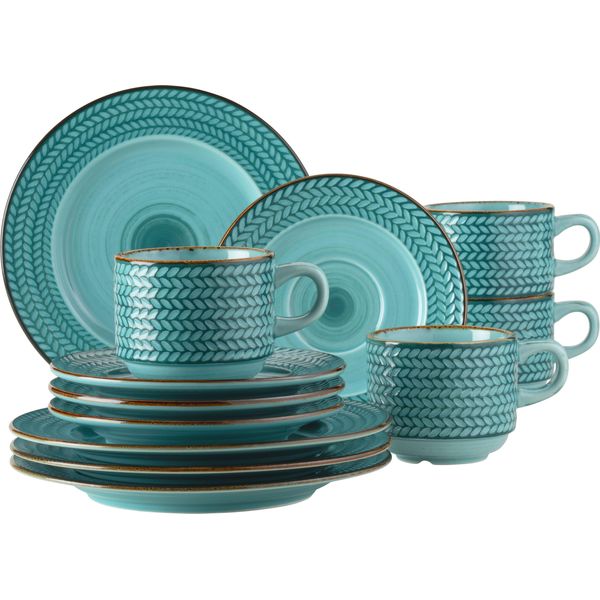 MäSer 931942 Servizio Da Caffè Prospero Per 4 Persone, Porcellana, Rotondo, Blu (1 Set, 12 Pezzi)-image