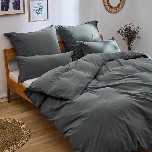 Set Di Biancheria Da Letto Blumtal 135X200 Antracite - 100% Cotone - 2 Copripiumini + 2 Federe 80X80Cm-image