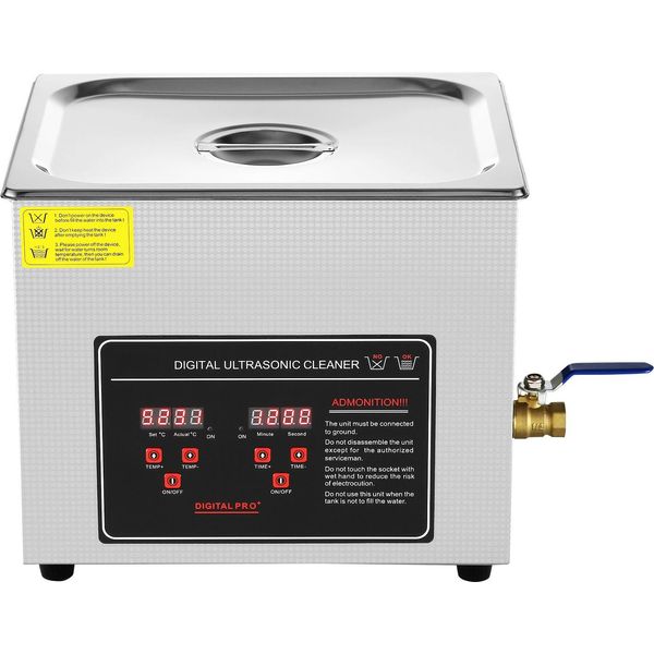 Succebuy Pulitore Ad Ultrasuoni 10 L Con Timer Digitale E Riscaldamento, Macchina Professionale In Acciaio Inox Per La Pulizia Di Gioielli, Occhiali, Orologi, Piccoli Pezzi, Schede Elettroniche-image