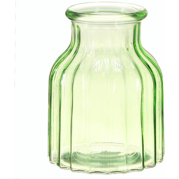 Vasi In Vetro Verde Decorativi Retrò Ø11Cm H14,5Cm Set Da 2, 2 Pezzi-image