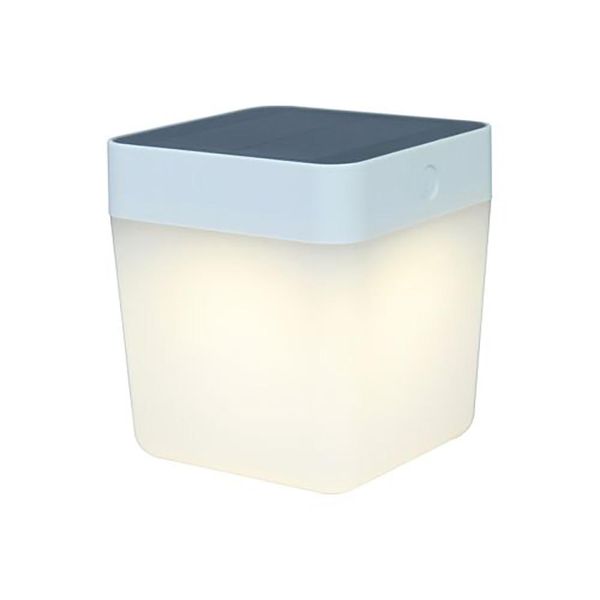Lutec Led Lampada Solare Da Tavolo Table Cube White IP44 1W 100Lm Bianco Caldo 3000K Dimmerabile In 3 Fasi-image