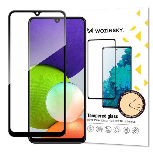 Wozinsky Super Tough Full Glue Vetro Temperato A Schermo Intero Con Cornice Amica Del Caso Samsung Galaxy A22 4G Nero-image