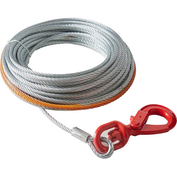Fune Di Imbracatura Vevor Cavo D'acciaio Da 9,5 Mm X 15,2 M Resistenza Alla Rottura Del Cavo 67,6 Kn Fune Forestale Con Gancio Girevole Fune Di Sollevamento Fune Metallica Fune Di Traino Ideale Per Atv Utv Auto Suv O Grandi Veicoli Fuoristrada-image