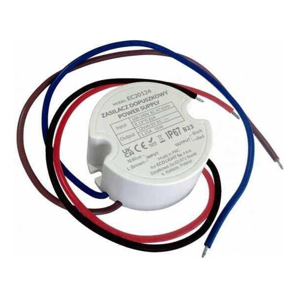 Alimentatore Per Box Fi60 1,25A 15W 12V IP67 50X50X22 Ecolight EC20124-image