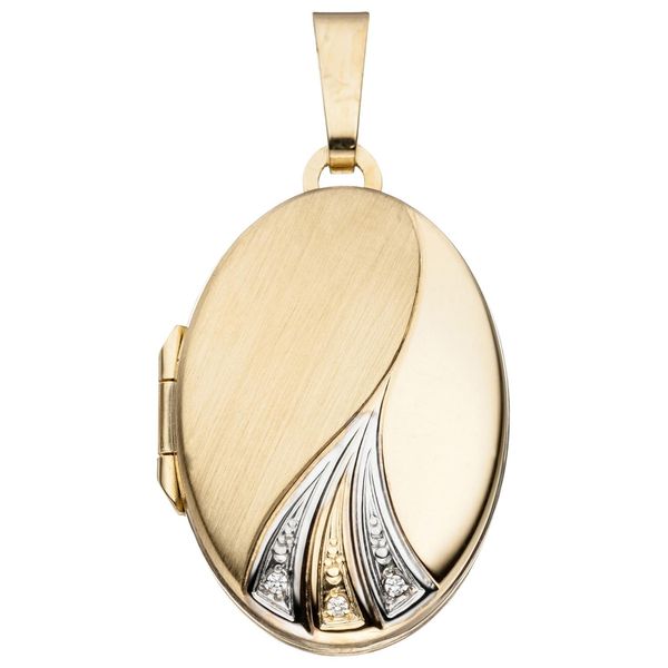 MedallionanhäNger Jobo "AnhäNger Medaillon Oval", Gold (Gelbgold 333), SchmuckanhäNger, Damen, Gelbgold 333, 333 Gold Bicolor Mit Zirkonia-image