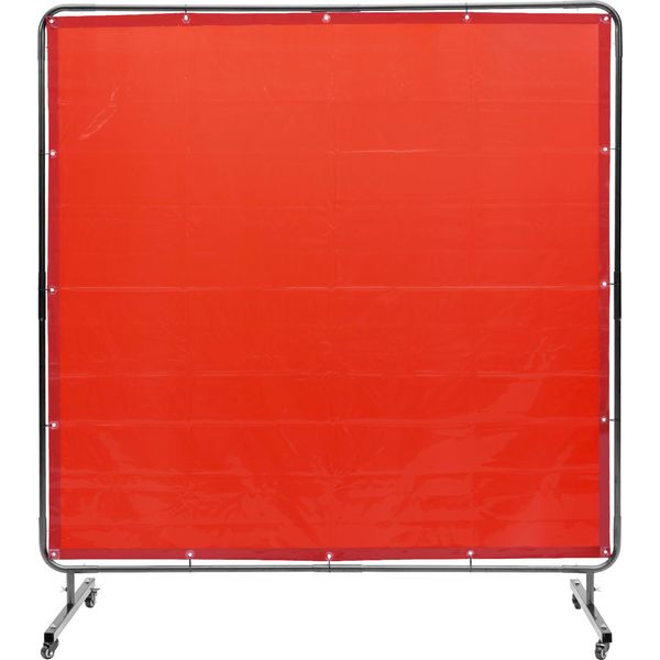 Succebuy Schermo Di Protezione Per Saldatura Con Telaio, 6 X 6 Piedi, Protezione In Vinile Ignifugo Su 4 Ruote Girevoli (2 Bloccabili), Mobile Per Uso Professionale In Officina/Industriale, Rosso-image