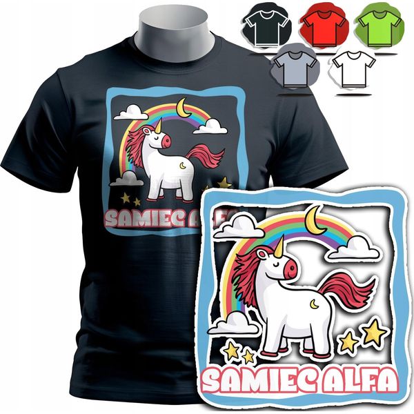 Modelli Di Magliette Da Uomo Da Scegliere - Maschio Alpha Unicorn Rainbow Horse - M-image
