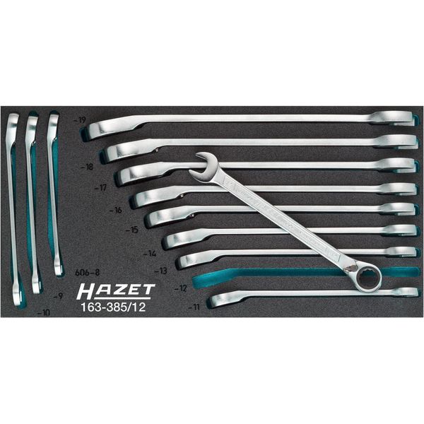 Hazet 163-385/12 163-385/12 Ratcheting Crowfoot Wrench Set 12-Piece Spanner Size (Metric) 8 - 19 Mm-image