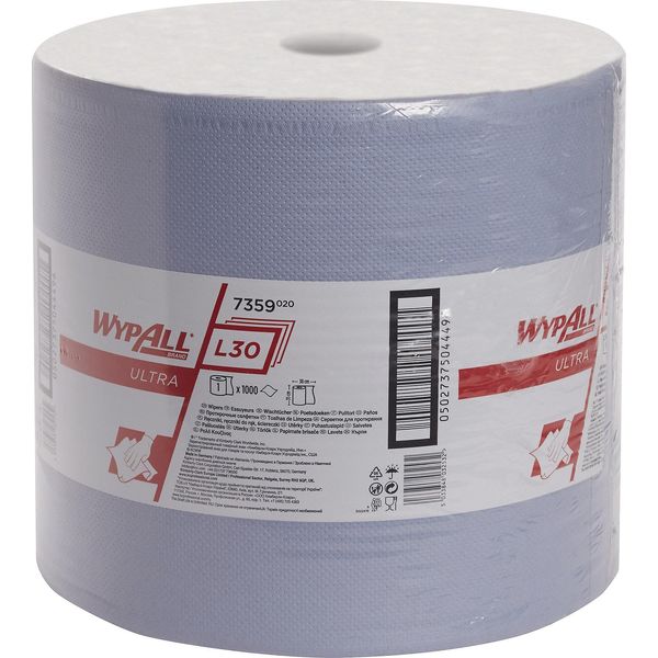 Panno Di Pulizia Wypall L30 7359 L380Xl350Ca.Mm Blu A 3 Strati 1000 Pz.-image