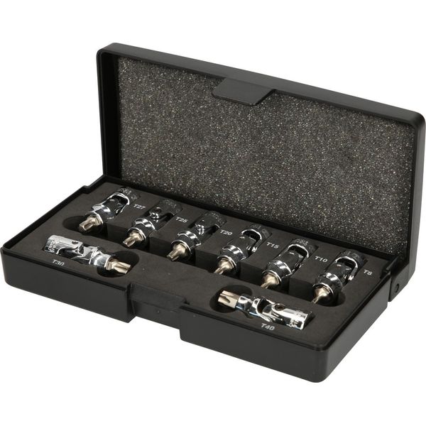 Ks Tools Set Di Bussole 1/4" Chromeplus Con Snodo Tx 8 Pezzi T8-T40 917"-image