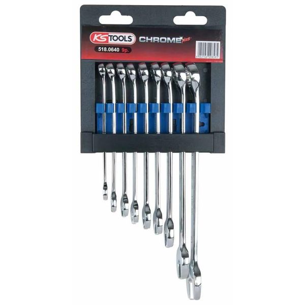 Ks Tools Set Di 9 Chiavi Combinate Chromeplus 8-19 Mm In Acciaio-image