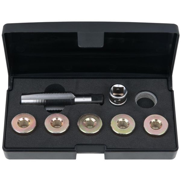 Ks Tools Set Di Riparazione Della Filettatura Del Tappo Di Scarico Dell'olio 12 Pezzi M18 X 1,5 - 150.4935-image