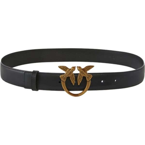 Pinko Pelle Cintura Love Berry H3 Belt W80 Black - Antique Gold Nero-image