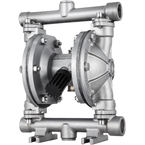 Pompa A Doppia Membrana Ad Aria Compressa Vevor, Ingresso E Uscita Da 1/2 Pollice, Alloggiamento In Acciaio Inossidabile, 8,8 Gpm E 120 Psi Massimi, Pompa Di Trasferimento Pneumatica A Membrana In Ptfe Per Petrolio, Diesel, Olio E Fluidi A Bassa Viscosità-image