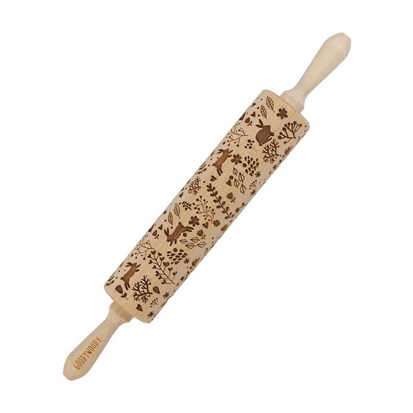Saliera Goody Woody Con Incisione 46 Cm In Legno Di Faggio Con Motivo A Coniglietto-image